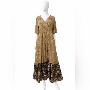 Maria Cecilia by Nanette Lepore Leopard Print V-Neck Maxi Dress  RARE size S